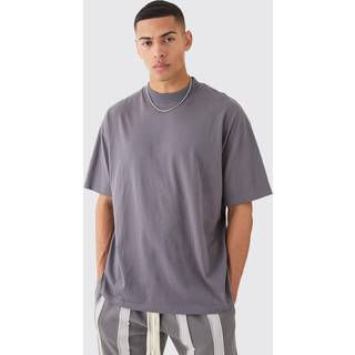 Mens Charcoal Relaxed Cut & Sew Stripe Raw Edge Joggers