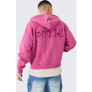 Mens Pink Official Graffiti Boxy Fit Zip Through Hoodie