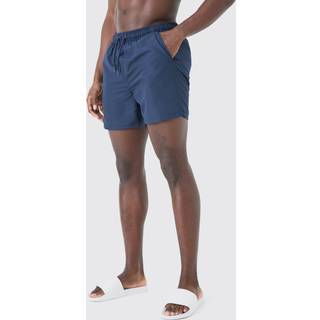 Mens Navy Plain Mid Length Swim Short