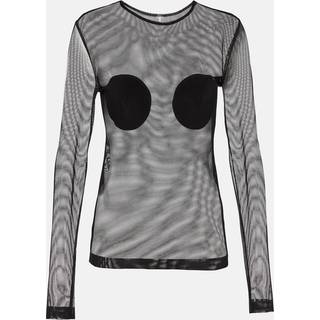 Norma Kamali AppliquÃ© sheer mesh top - black - XS