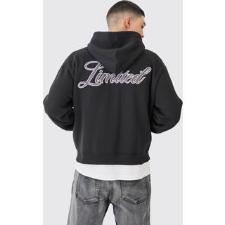 Mens Black Limited Boxy Fit Zip Through Hoodie