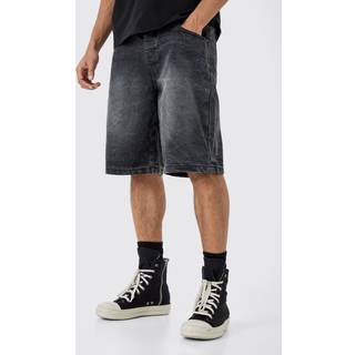 Mens Denim Jorts In Washed Black