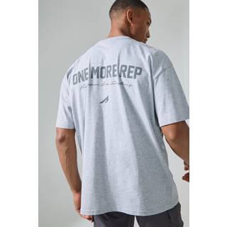 Mens Grey Marl Man Active Oversized One More Rep T-shirt