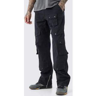 Mens Black Tall Relaxed Fit Twill Cargo Trousers