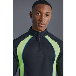 Mens Black Man Active Colour Block 1/4 Zip Top