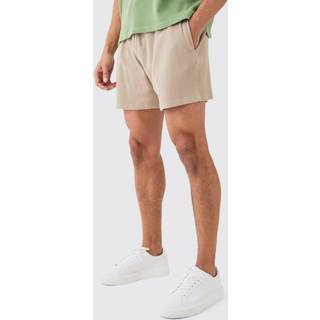 Mens Taupe Relaxed Short Length Waffle Short