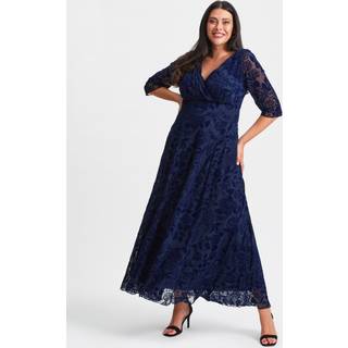 Scarlett & Jo Scarlett & Jo Blue Verity Flock Maxi Gown