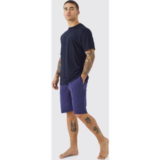 Mens Navy Soft Feel Lounge Short Set