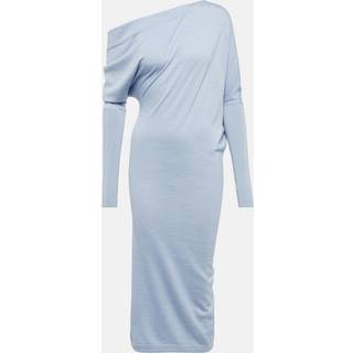 Tom Ford One-shoulder cashmere and silk midi dress - blue - L
