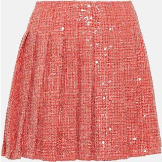 Self-Portrait Pleated sequined bouclÃ© miniskirt - red - XXXS