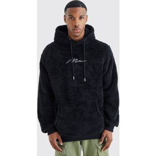 Mens Black Man Signature Borg Over The Head Hoodie