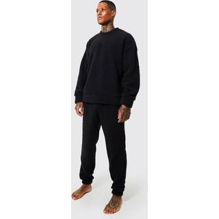 Mens Black Borg Oversized jumper And Cuffed Jogger Loungewear Set