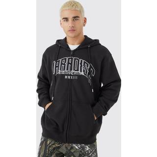 Mens Black Oversized Paradise Zip Thru Hoodie