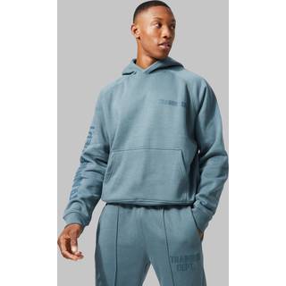 Mens Slate Blue Active Training Dept Oversized Boxy Hoodie