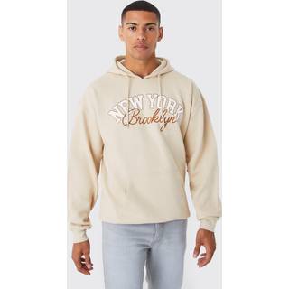 Mens Sand Oversized New York Varsity Hoodie
