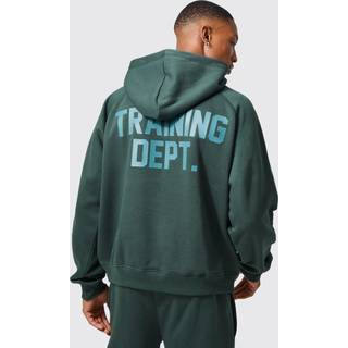 Mens Dark Green Active Training Dept Oversized Boxy Hoodie