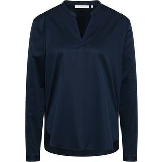 Satin Shirt Blouse in dark blue plain