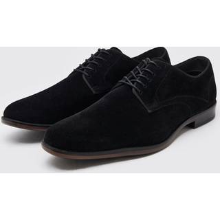 Mens Black Faux Suede Derby