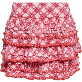 Poupette St Barth Bibi printed tiered miniskirt - pink - M