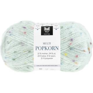 Dale Multi Popkorn 506 Lys Blå Indhold: 31% polyester, 24% uld, 24% akryl, 12% mohair & 9% nylon Vægt/længde: 50 gram = ca. 135 meter Anbefalede pinde: 4.00-6.00 mm Strikkefasthed: 10 cm = 18-14 m Kan maskinvaskes - Uldvask 30 °C / Brug ikke skyllemiddel / Tørres fladt.