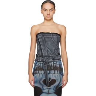 Denim Tube Top in Black & White Paint - M