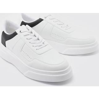 Mens Black Back Panel Faux Leather Smart Trainers