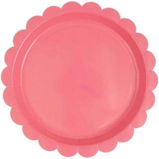Pappteller mit Wellenrand - Neon Pink