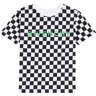 Givenchy Kids Logo checked cotton jersey T-shirt - black - Y 12