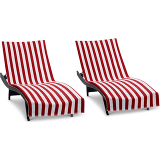Arkwright California Chaise Lounge Cover - Pack of 2 - Striped Soft Cotton Cabana Håndklæde med lommeholder til strandpool udendørs stol 30 x 85
