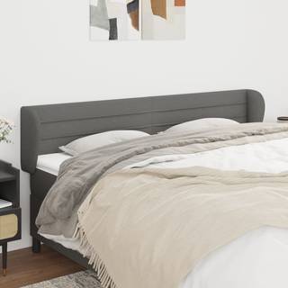 sengegavl med kanter 163x23x78/88 cm stof mørkegrå