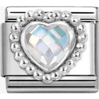 Nomination White Heart Dots Charm - Silver