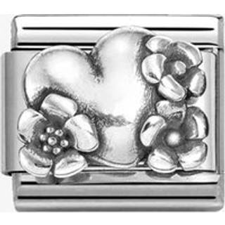 Nomination Silver Heart With Flowers Charm