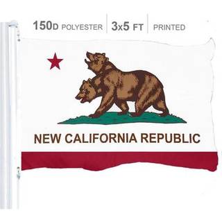 G128 Californien Tohovedet bj?rneflag | 3x5 ft | Liteweave Pro Series Trykt 150D Polyester | Indend?rs/udend?rs livlige farver messing grommets t