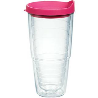 Tervis clear & farverig l?g lavet i USA dobbeltv?gget isoleret tumbler rejsekop holder drikkevarer koldt og varmt 24 oz fuchsia l?g