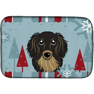 """" Caroline's Treasures Winter Holiday Longhair Black and Tan Dachshund Disht Drying Mat 14 """" """" X 21 """" """" """"