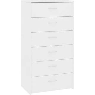 Kommode Med 6 Skuffer 50X34X96 Cm Konstrueret Træ - Hvid