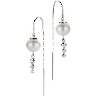 Spirit Icons Swan Hanger Øreringe i Sterling Sølv med Ferskvandsperler