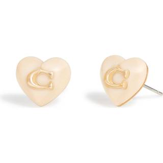 Coach COACH Gold Tone Signature Heart Stud Earrings