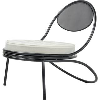 GUBI Copacabana Outdoor Lounge Chair beklædt sæde Leslie stripe limonta 020-sorte ben