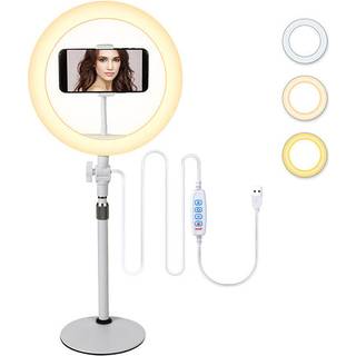 Desktop LED Ring Light 26 cm diameter med mobil holder tre lys mode selfie lampe ring lampe