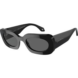 Giorgio Armani Kvinde AR8182 5875B1 Solbriller Acetat Sort Grå Firkantet Normal