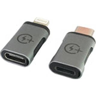 NÖRDIC 2 i 1 kit USB adapter C nødt til Lightning kvindelige og Lightning har til USB C ho (non-MFI) aluminium space Gray