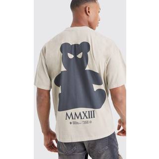 Mens Stone Overdyed Teddy Graphic T-shirt