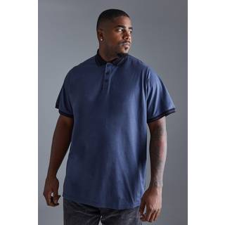 Mens Navy Plus Basic Tipped Polo