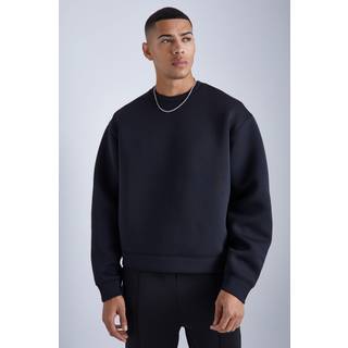 Mens Black Oversized Boxy Bonded Scuba Sweatshirt