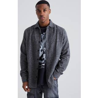 Mens Mauve Wool Look Melton Button Through Overshirt