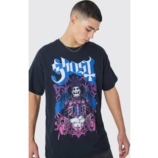 Mens Black Oversized Ghost Band License T-shirt