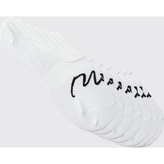 Mens White 7 Pack Man Signature Invisible Socks
