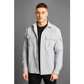 Mens Grey Long Sleeve Lightweight Oversized Overshirt