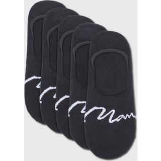 Mens Black 5 Pack Man Signature Invisible Socks
